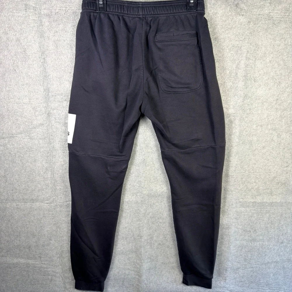 Adidas Jogger Sweatpants Mens Medium Black Logo Elastic Waist Gym Athleisure